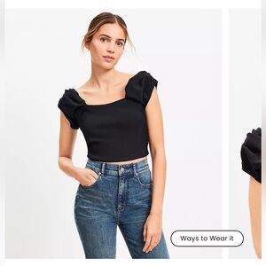 Stretch crepe structured off shoulder top